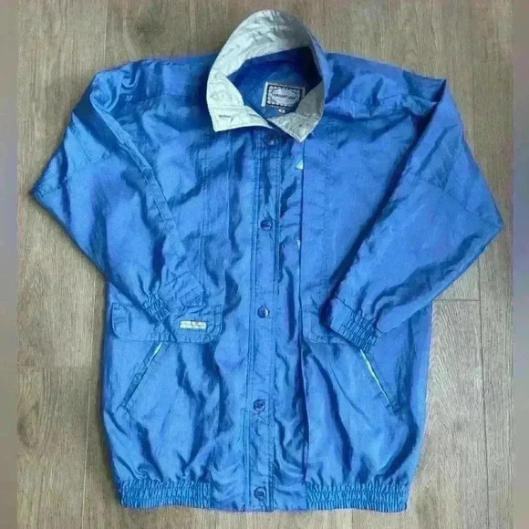 Vintage 90s Current Seen Womens Jacket Windbreaker Blue Button Up M (Runs Large) - Picture 3 of 13